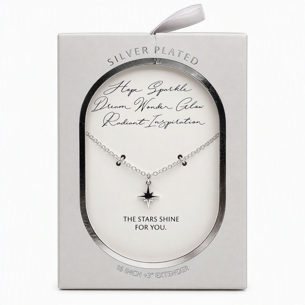 Target Silver Plated North Star Charm Pendant Necklace 16" - 19" Inspirational